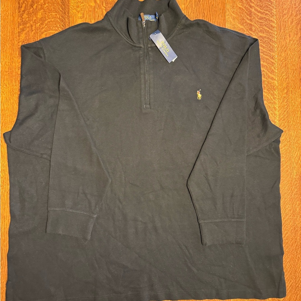 NWT XXXL Ralph Lauren Polo Black 1/4-zip Estate Rib Classic Mens